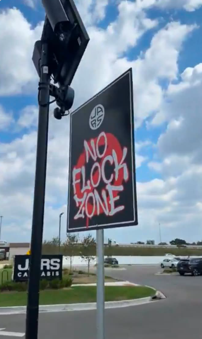 NO FLOCK ZONE sign displayed at a JARS Cannabis location